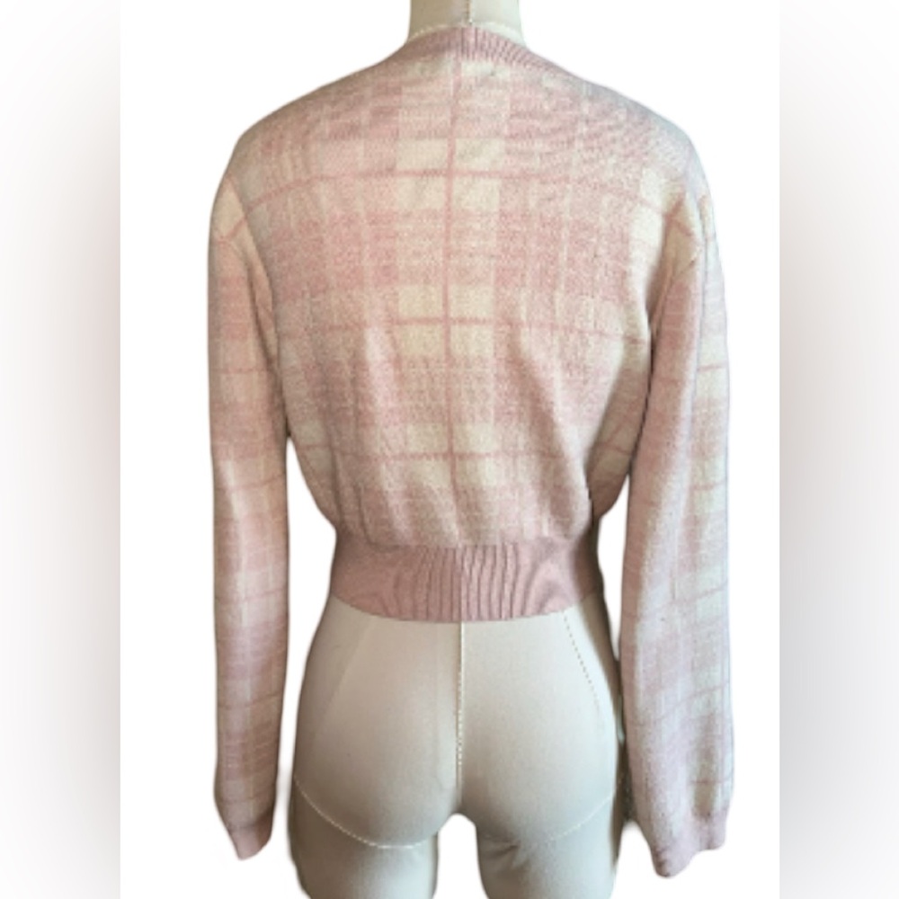 Love Tree Women's Classic Cropped long sleeves Cardigan Sweater plaid casual. - Picture 4 of 12